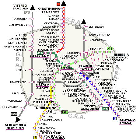 Схема метро Рима.
